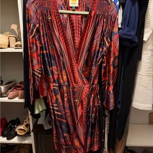 FARM Rio Red and Blue Floral Dress